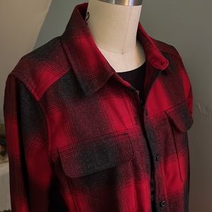 Pendleton Red and Black Plaid Wool Shirt Jacket
